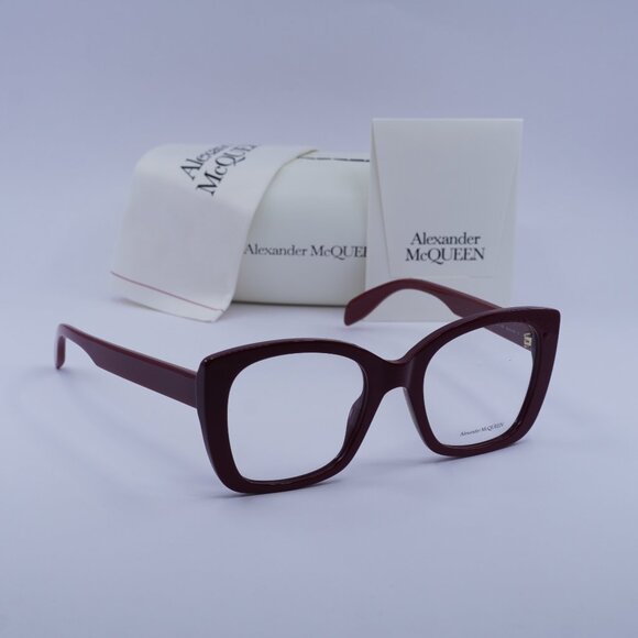 Alexander McQueen AM0351O 003 Square Eyeglasses 52mm - Red - Picture 1 of 8